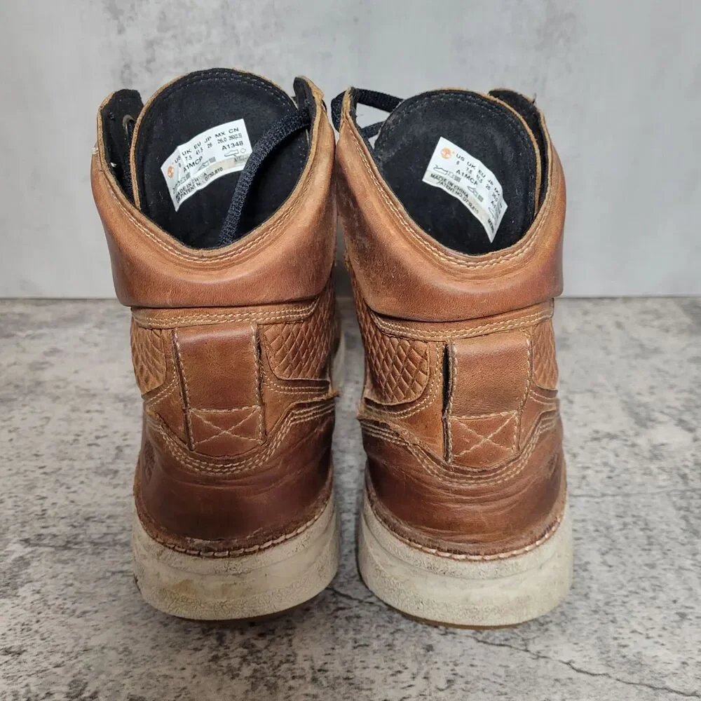 Timberland Eagle Bay Brown Leather Combat Chukka Boots Men's 8 US Distressed
